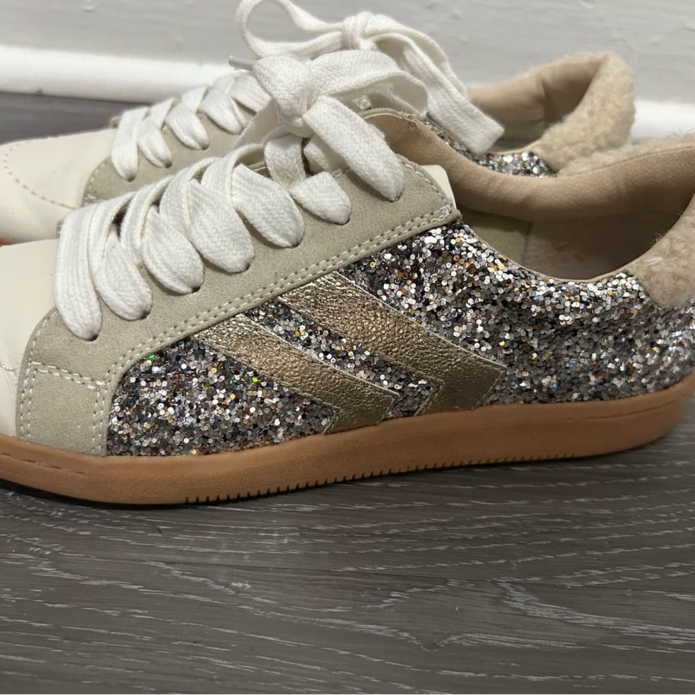 DV by Dolce Vita Glitter Sneakers - Gold and White